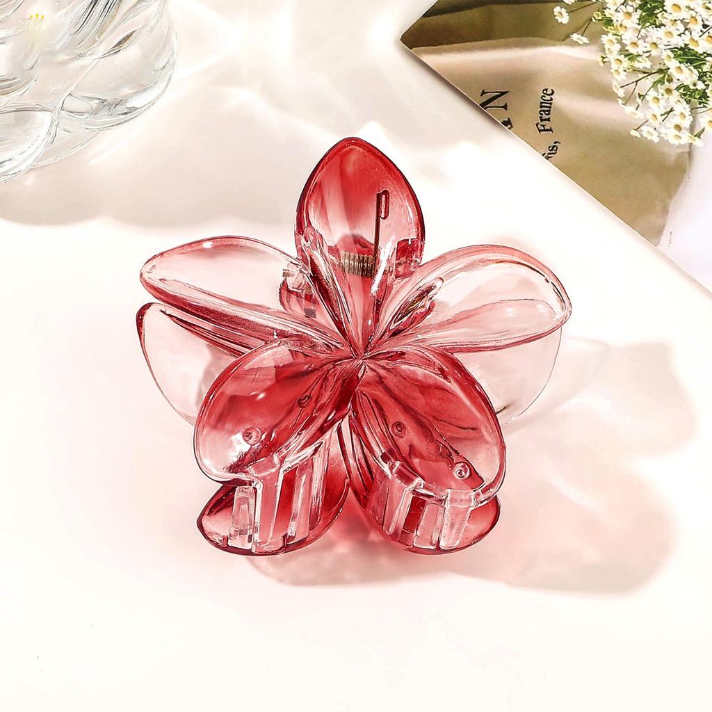 Große, hochwertige Haarspange mit Farbverlauf und Plumeria-Blume (1 Stück)