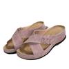 Slope Heel Flat Bottom Casual Slippers Women's New Cross Strap Solid Color Large Size Versatile Shoes