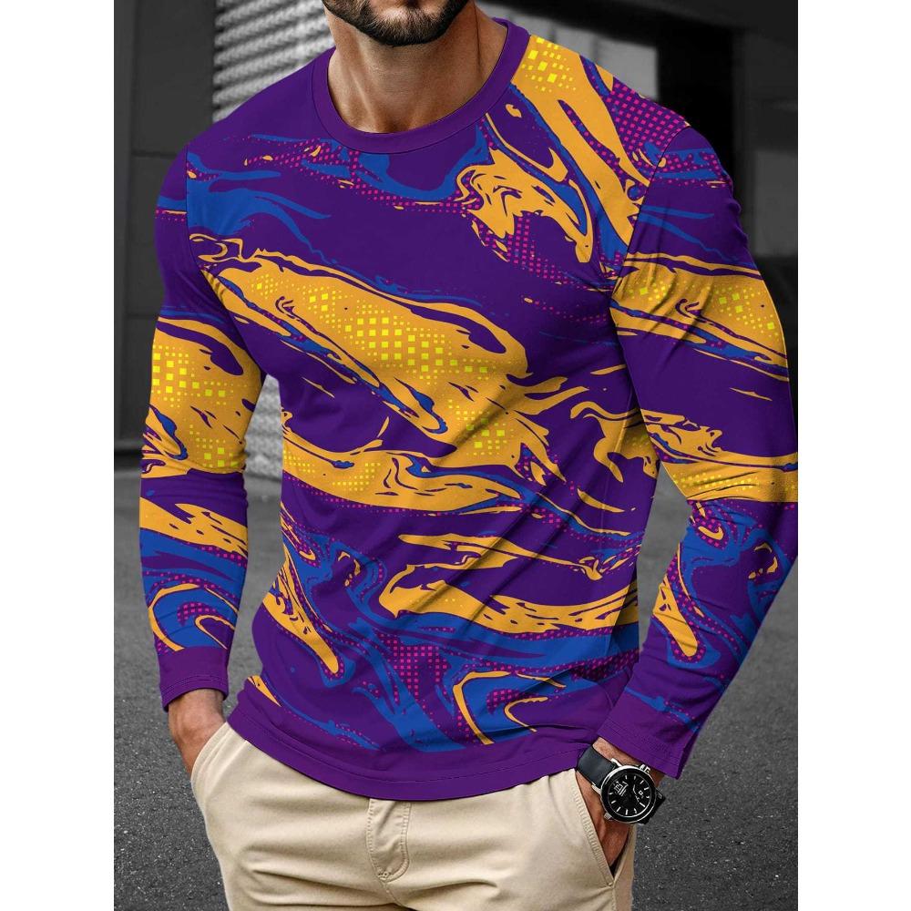Men's Long Sleeved Casual Simple Style Fashionable Versatile Comfortable Casual Plus Size Men's T-shirt