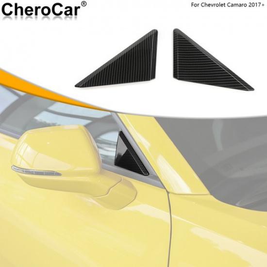 Exterior Triangle Cover Front Window Trim For Chevrolet Camaro 17+ Carbon Fiber