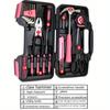 39 stücke Rosa Farbe Auto Auto Rosa Werkzeug Maßband Klaue Hammer Inbusschlüssel Schere Set Haushalts Reparatur Kit Box mechanik Teile