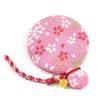Chirimen Floral Compact Mirror Round Japanese Pattern Kimono (Sakura)