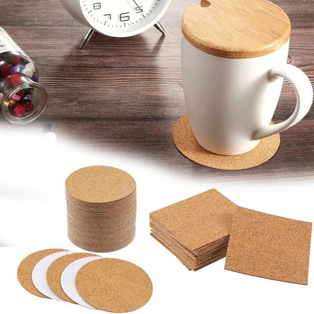 Posavasos de Corcho Base para Taza Reemplazo Redondo Respaldo Autoadhesivo Hoja de Corcho para Café Posavasos para Bebidas para Hogar Bar Té 10 Piezas