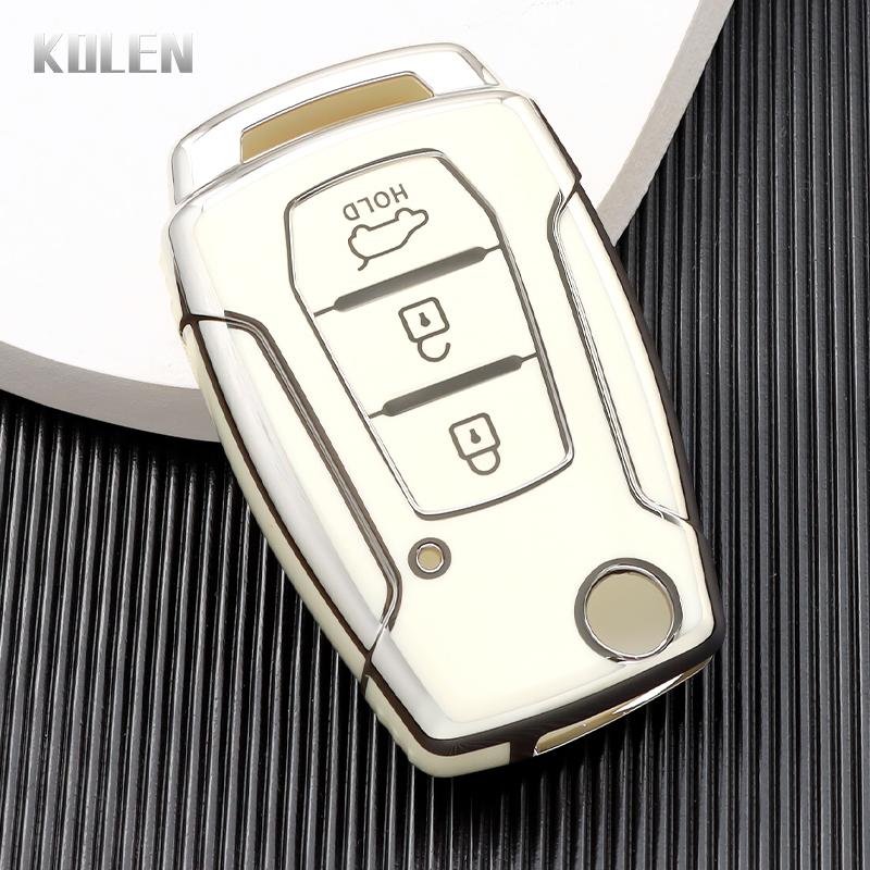 TPU Car Flip Key Case Cover Shell Fob For Ssangyong Kyron 2 Sanka Actyon Korando Tivoli 3 Buttons Key Protective Holder Keychain