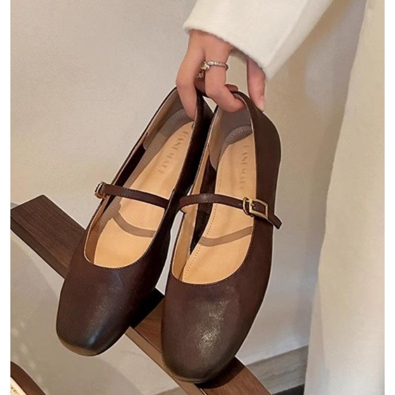 Fashion Spring New Style Women Mary Jane Shoes Fashion Square Toe Shallow Slip on Ladies Flat Shoe Soft Sole Outdoor Dress Zapatos Mujer