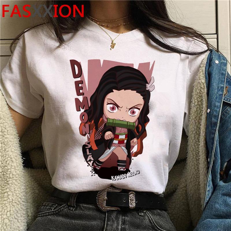 Casual Anime Demon Slayer Graphics Women Tee 90S Summer Short Sleeve O-Neck Female Tops Unisex Streetwear Y2K Clothing