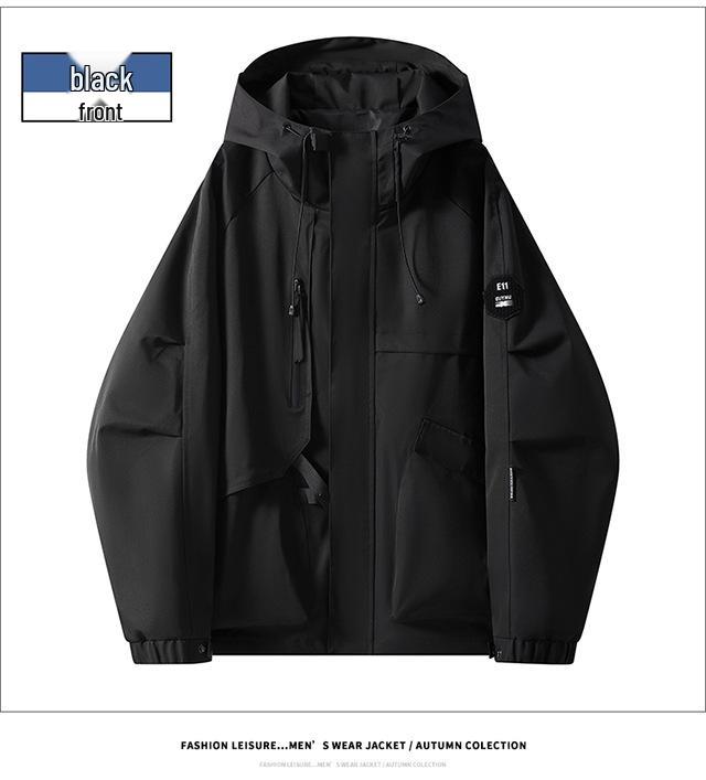 Men's 2025 Spring Korean Style Slim Hooded Jacket with Epaulettes - Versatile Outdoor Youth Outerwear