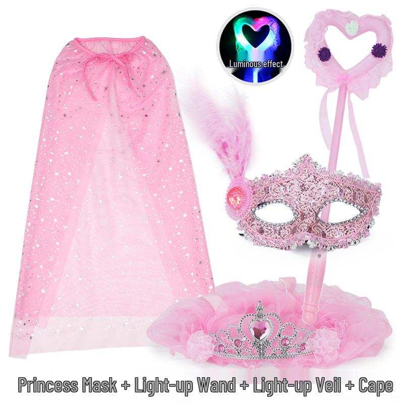 Princess Masquerade Mask for Girls - Halloween Veil and Party Dress-Up Toy