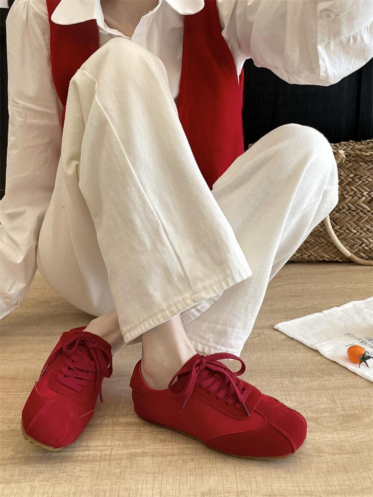 Ballet training shoes women's 2025 spring and autumn new retro soft-soled flat-soled casual sports waffle Forrest Gump shoes