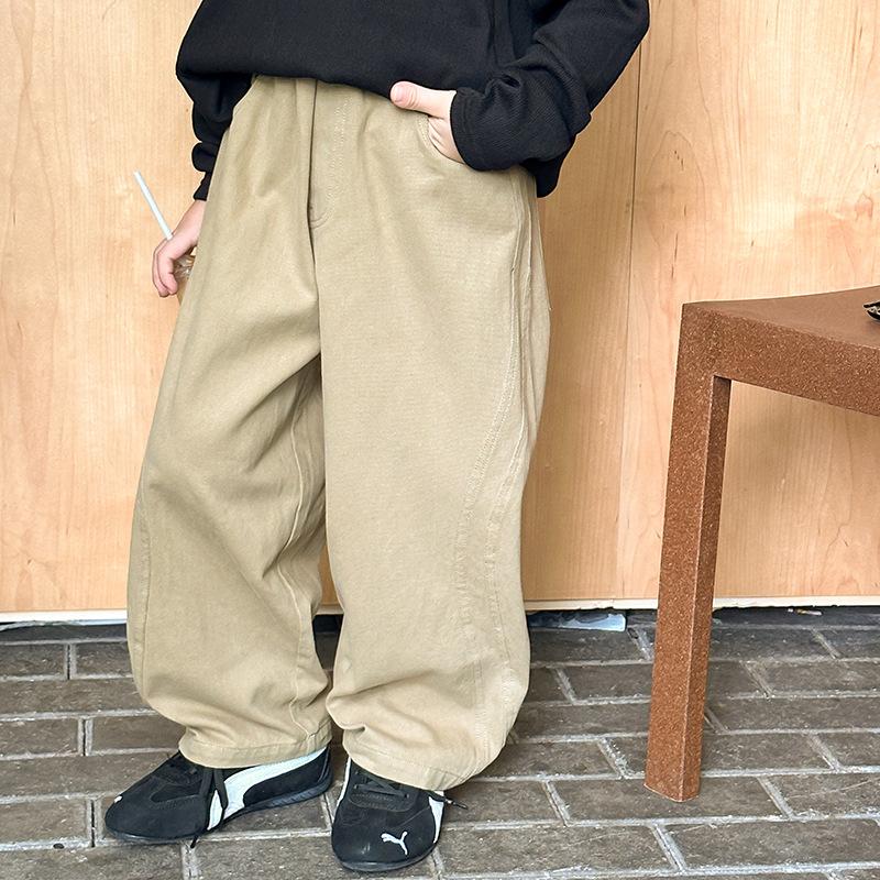 Frühlingsmode Must-Have Hose Für Trendige Kinder Frühjahrskleidung Gewaschene Baumwolle Lässige Lange Hose Unisex Kinder Flicken Volle Baumwolle Gebogene Hose