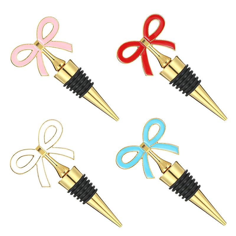 New Bowknot Wine Stopper Silicone Zinc Alloy Reusable Leakproof Bottle Plug Decorative Wine Saver For Home Bar Wedding Party