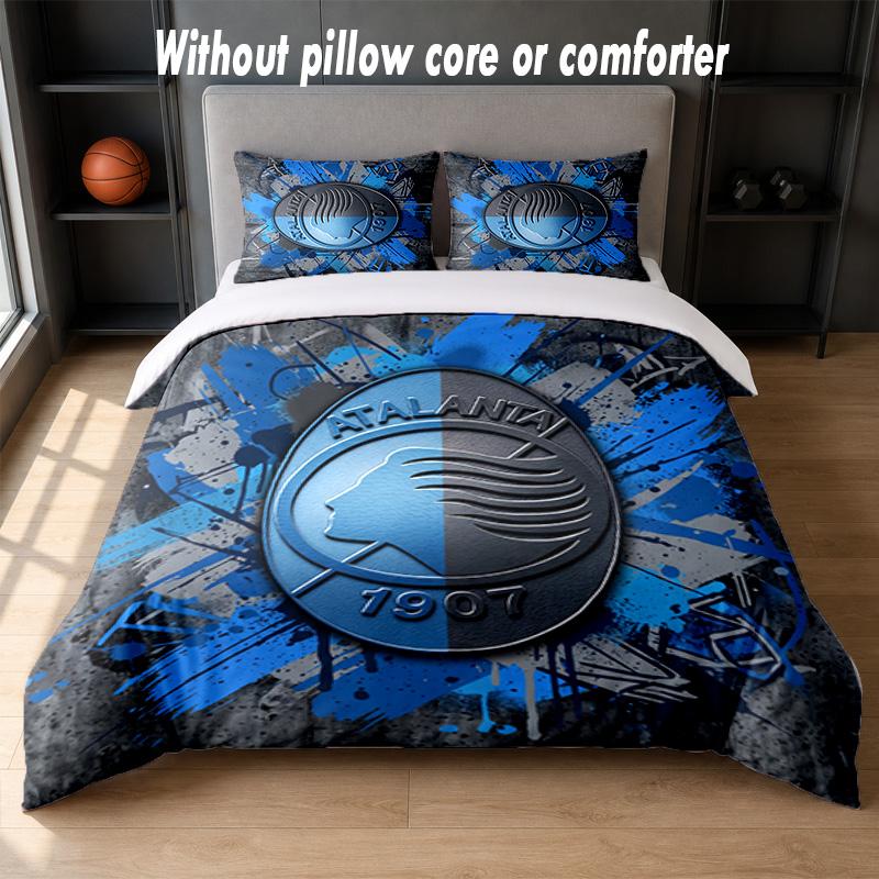 Set Biancheria da Letto Design Atalanta FC 1 Copripiumino + 2 Federe Morbido Traspirante Biancheria da Letto per la Casa