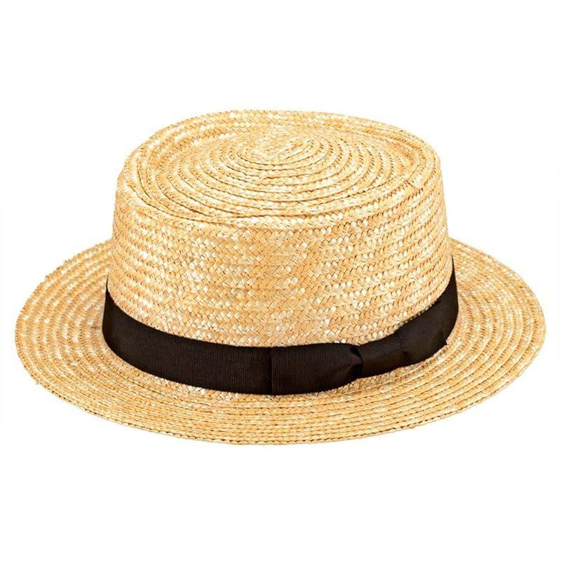 Used [New] (Tanaka Hat) Karima (Karima) Porkpie Shape Wide Brim Hat 57.5cm (Porkpie Hat Boater Hat Crown Straw Hat Ribbon Straw Gentleman Ladies Hat