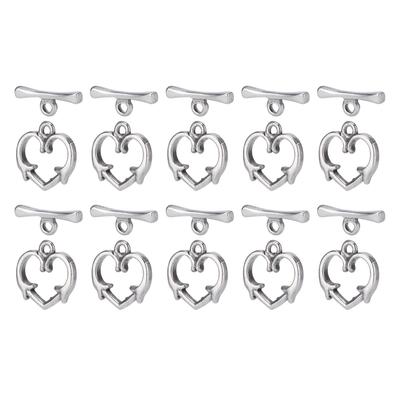 20Pcs OT Toggle Buckle Stainless Steel HeartShaped Jewelry Accessory for DIY Craft