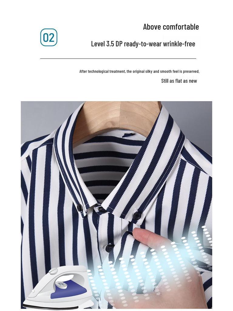 Herre Stripet Strykefri Langermet Skjorte—Vår/Sommer Kolleksjon