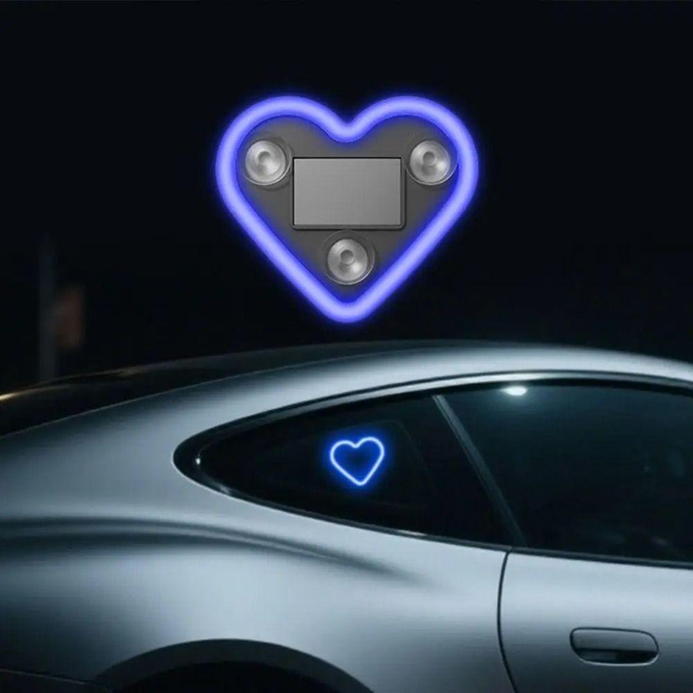 Wireless Heart-shaped Neon Light Solar Energy Car Interior Atmosphere Lamp Rear Window