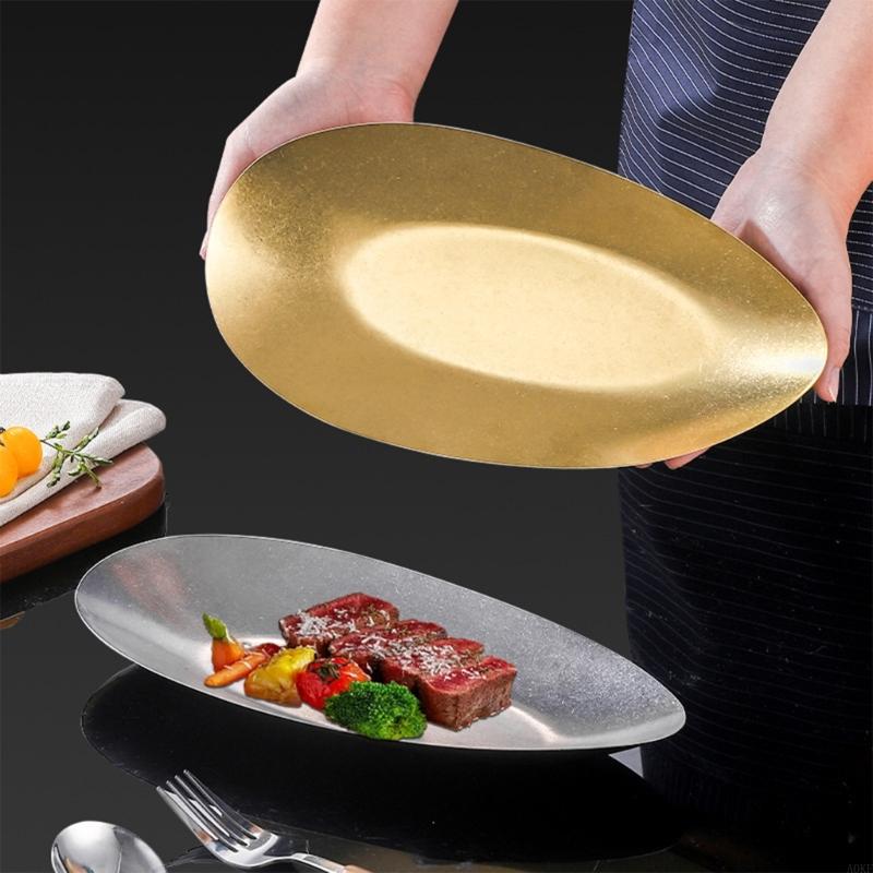 Handgefertigter Look Nichtrostender Stahl Unregelmäßiges Tablett Ungiftig Spülmaschinenfest Servierplatte Für Innen- und Außenbereich Essveranstaltung A0KF
