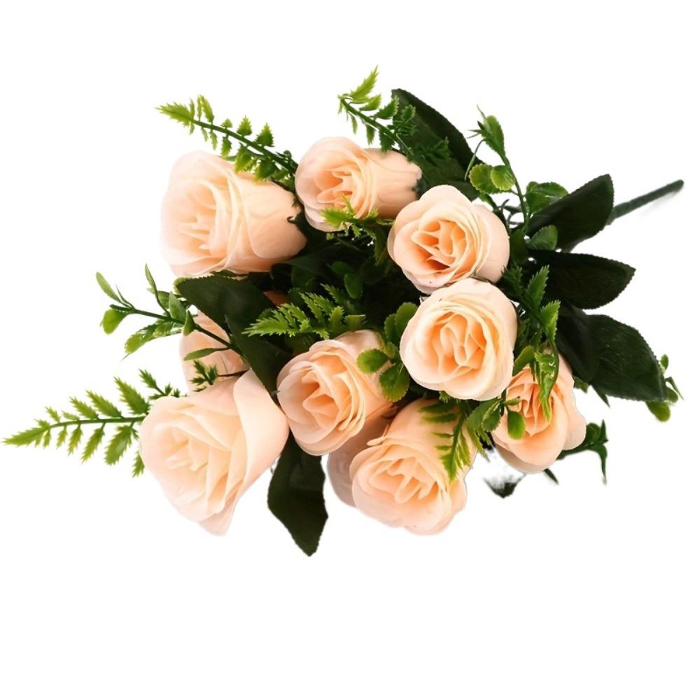 12 Heads Fake Flowers Simulated Artificial Plants Home Decor Rose Flowers Bouquet  Table
