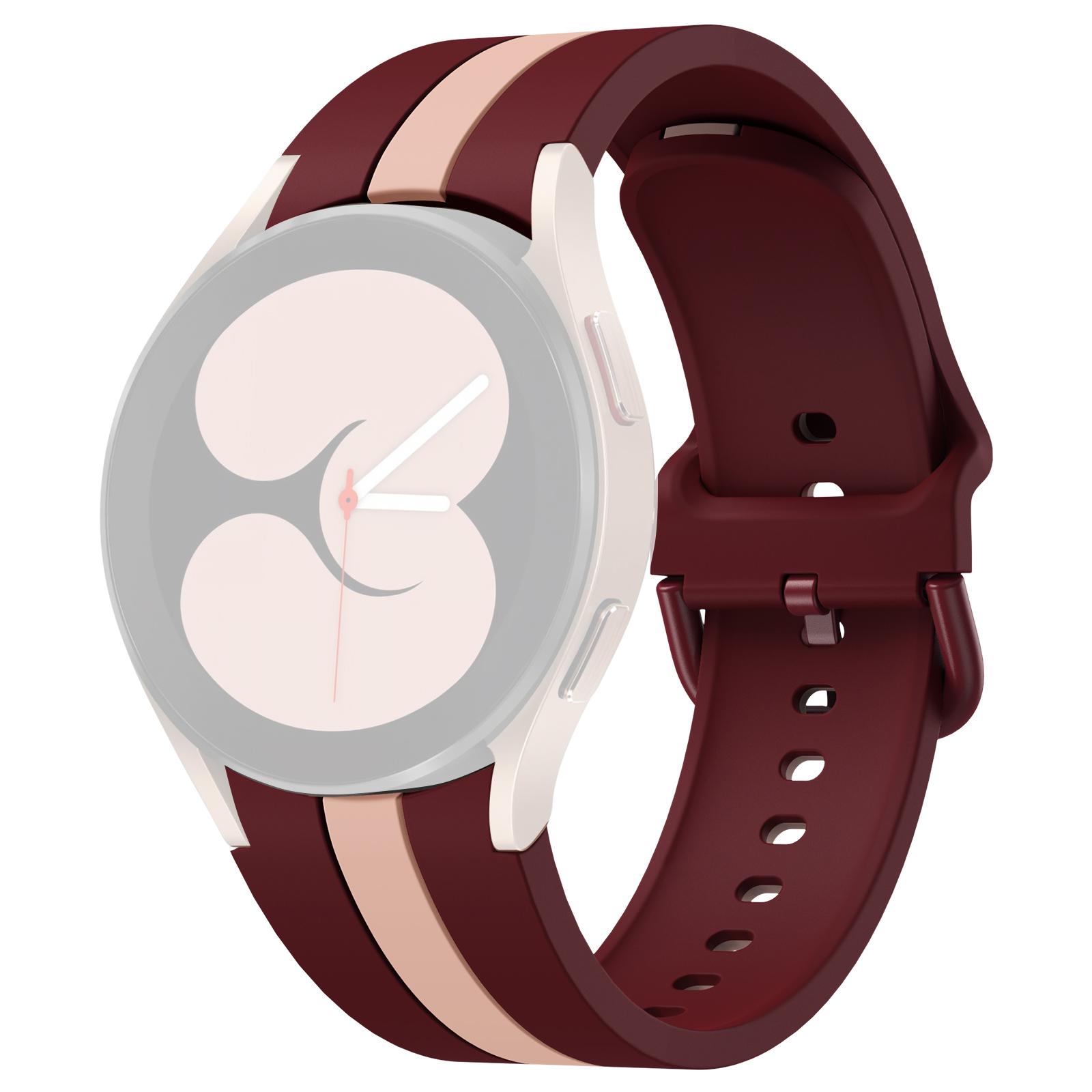 

KALEBOL For Samsung Galaxy Watch FE 40mm/Watch6/Watch6 Classic/Watch 5/Watch 5 Pro Watch Strap Dual Color Silicone Band Wine Red Pink