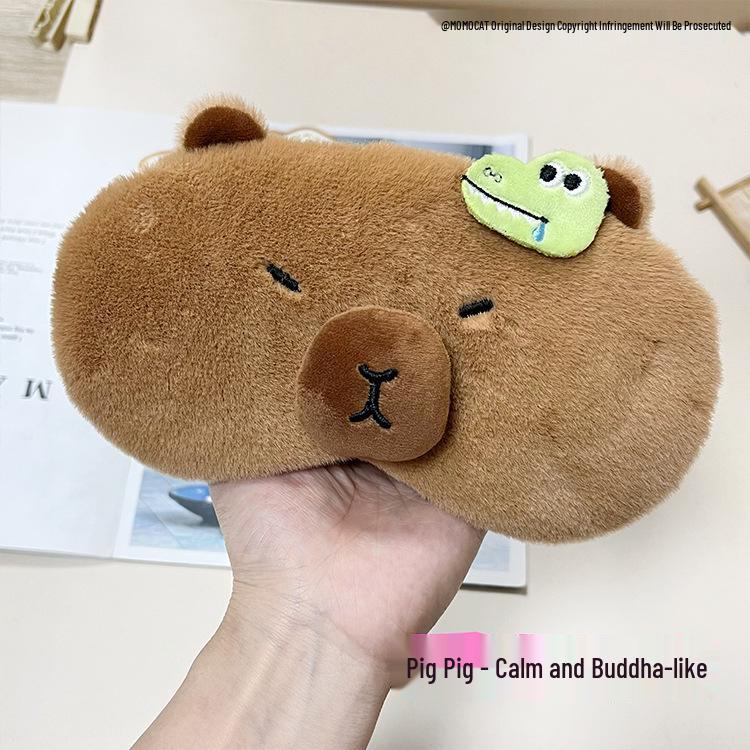 

Capybara Cartoon Eye Mask - Adjustable, Cute, Hot/Cold Compress for Sleep