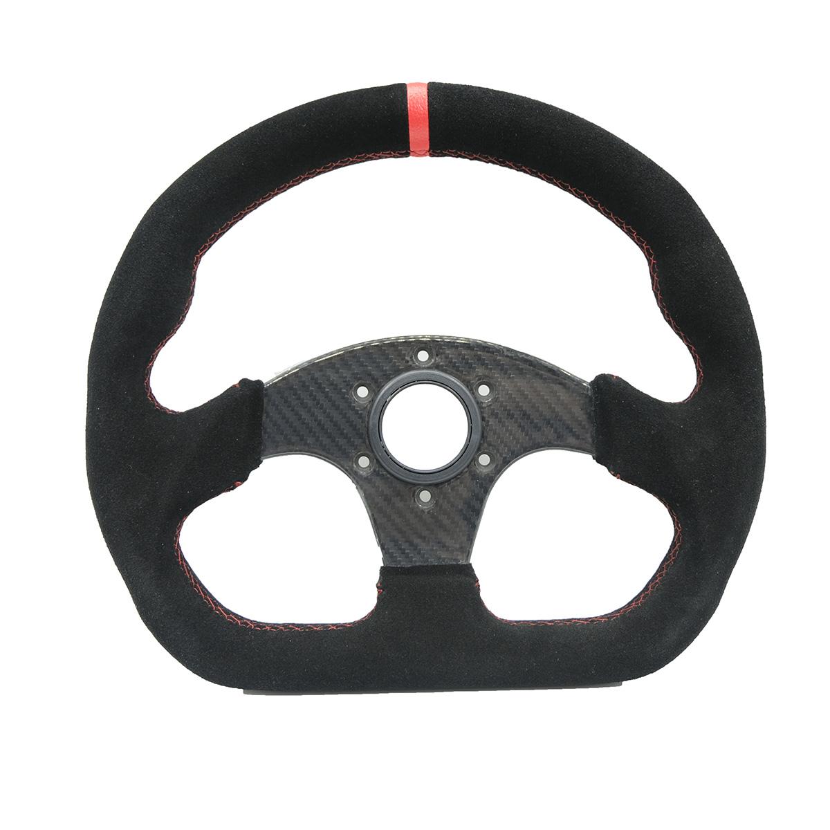 13inch 330mm Type D Steering Wheel Suede+ Carbon Fiber Steering Wheel Flat Game Steering Wheel Blue Yellow Ring красный