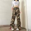 Frühling Herbst Casual Hosen Flut Heiße Mädchen Retro Hohe Taille Amerikanischen Hiphop Camouflage Hosen Frauen Straße Lose Harajuku Overalls