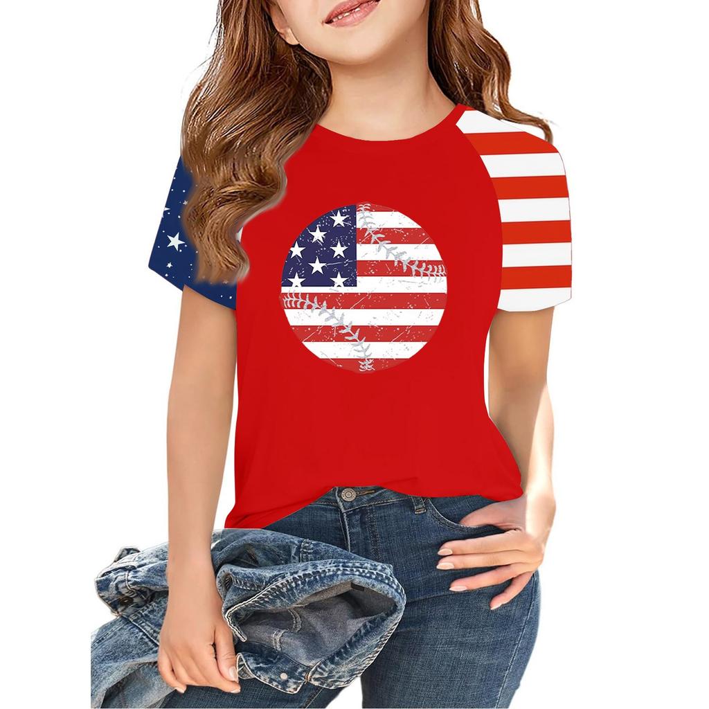 Tops For Youth Kids Boy And Girls 2-10 Years Round Neck Short Sleeve Trendy Tops