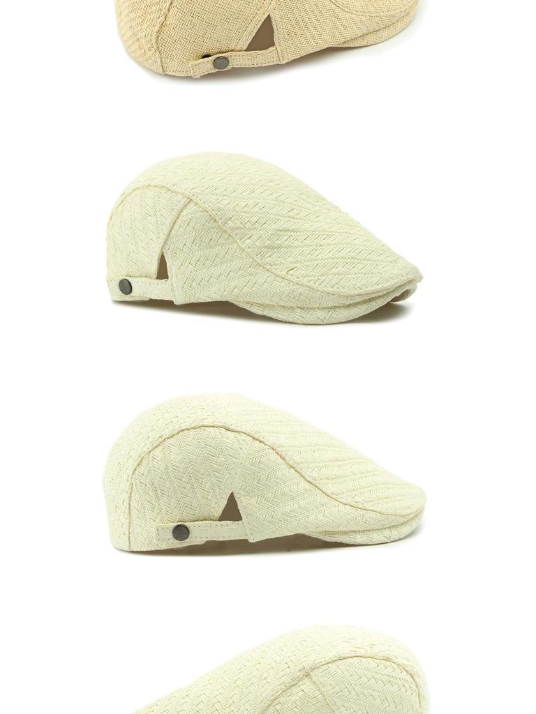 Men's Straw Beret: Spring/Summer Sun Protection, British Retro Duckbill Cap, Casual Newsboy Hat