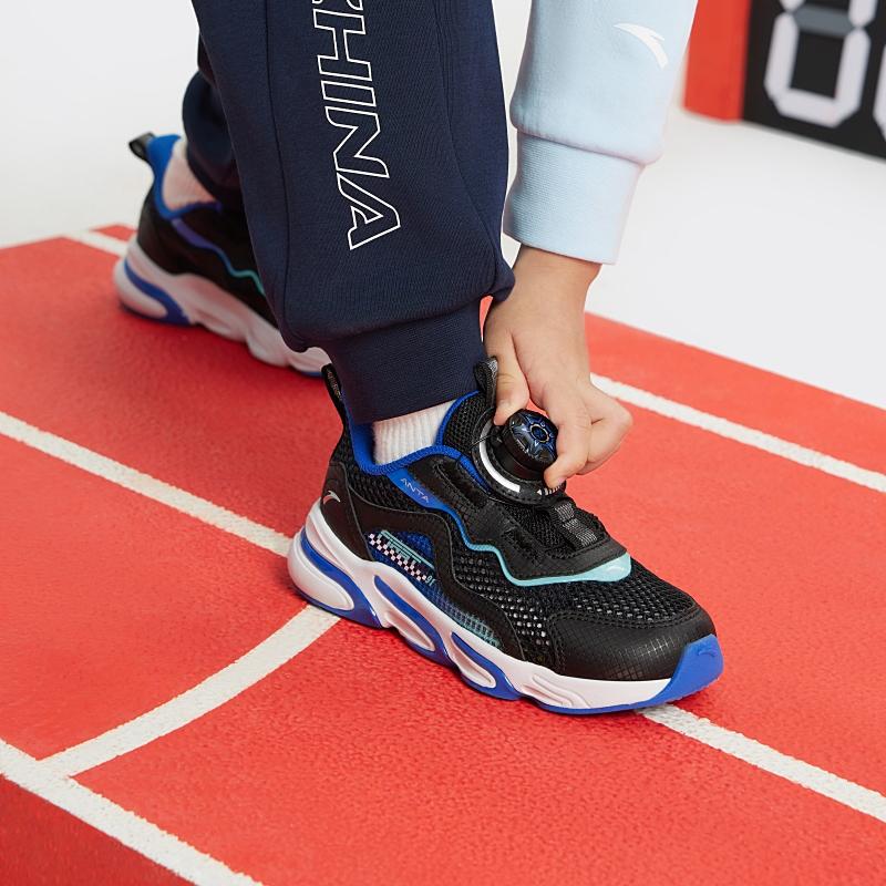 Anta Lehké Nárazy Tlumící Prodyšné Nízké Dětské Běžecké Boty Dětské tenisky Černá Modrá A12439974-2