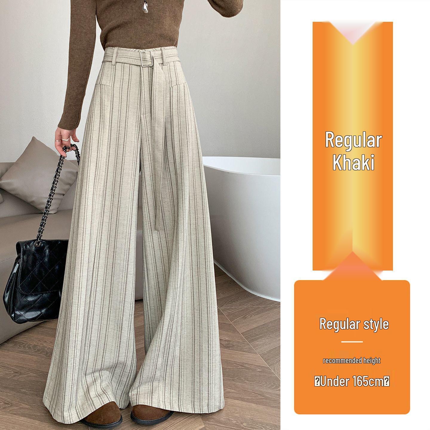 

2026 New High-Waisted Striped Wide-Leg Pants – Stylish Slimming Floor-Length Casual Trousers S