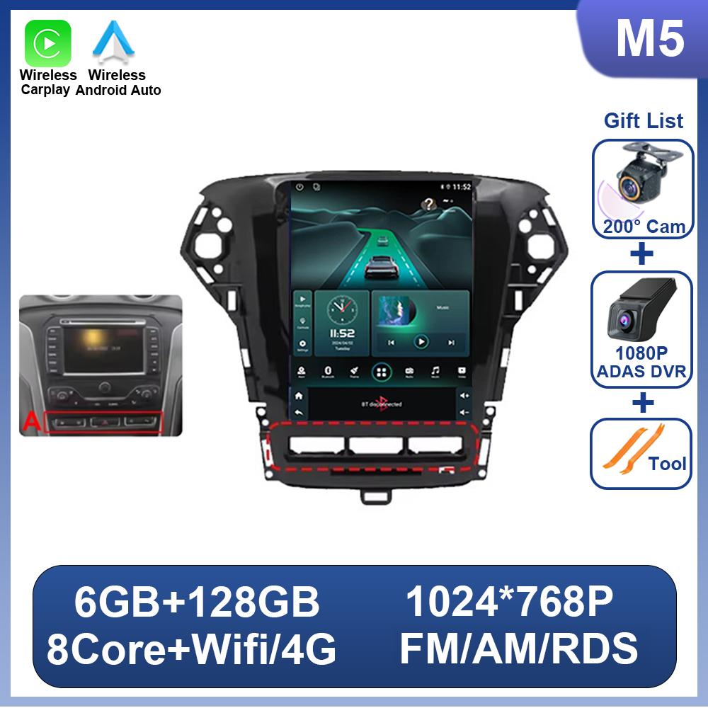 9.7 Inch Android 14 For Ford Mondeo MK4 2011-2013 For Tesla Style Car Radio Video Player No 2 Din Bluetooth 8 Core GPS Carplay