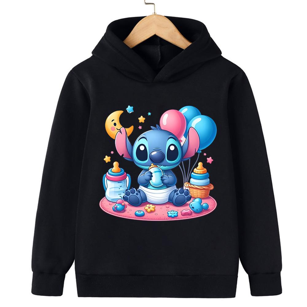 2025 New Stitch Children's Hoodie Cartoon Print Boys and Girls Adorable Multi Functional Fashion Autumn/Winter Christmas Top