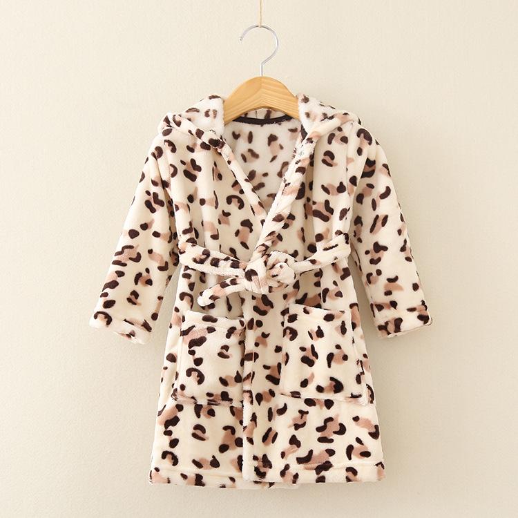 "Kids' Cartoon Flannel Bathrobe Pajamas - Spring/Winter"