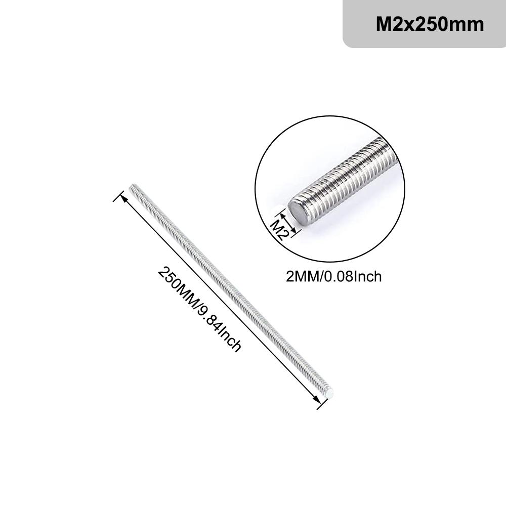 1PCS Threaded Rod 304 Stainless Steel Screw M2 M2.5 M3 M4 M5 M6 M8 M10 M12 M16 M18 M20