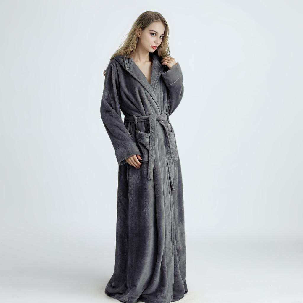 Halat de Baie cu Glugă de Iarnă pentru Bărbați Halate de Baie Lungi din Pluș cu Glugă Halat de Baie Confortabil și Călduros Halat de Spa Pufoasă cu Buzunare Halat de Casă pentru Bărbați Halate Pufoase din Fleece