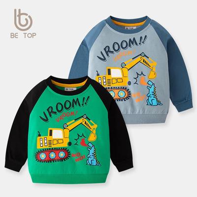 2025 Children's Cartoon Sweatshirt: Baby Boy Cotton Raglan Sleeve Pullover