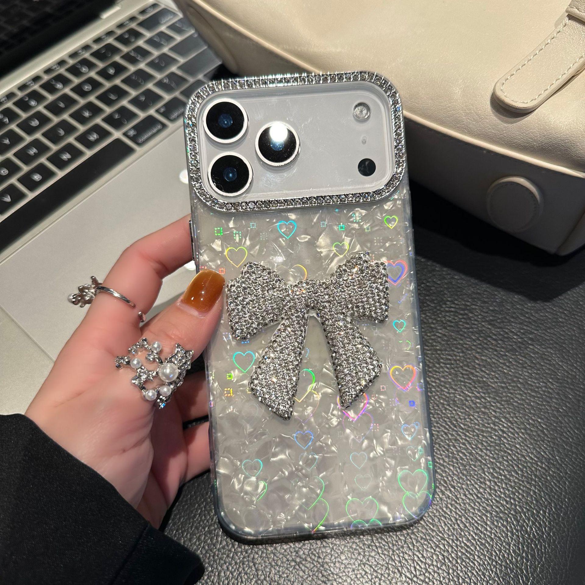 

Apple 17 Pro Max Bow Knot Shell Pattern Case for iPhone 15/14 - Cute with Large Hole Design iPhone 13 Pro