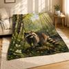 Raccoon In Spring Woodland Coral Fleece Blanket