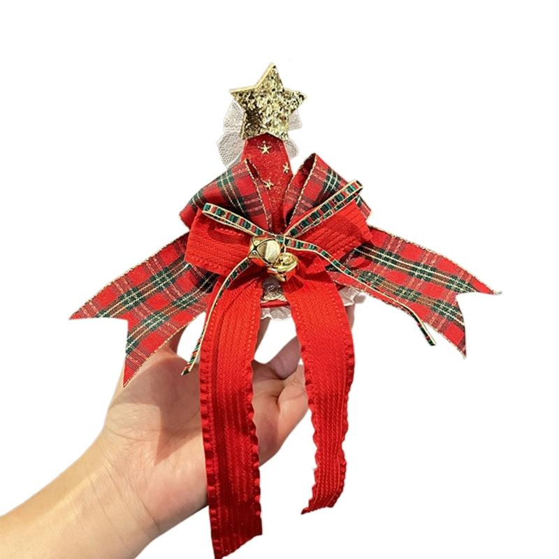 Świąteczne Akcesoria Imprezowe Krata Kokarda Pluszowe Spinki do Włosów Sezonowa Opaska na Głowę Spotkanie Rodzinne Uroczystość Przebieranie się