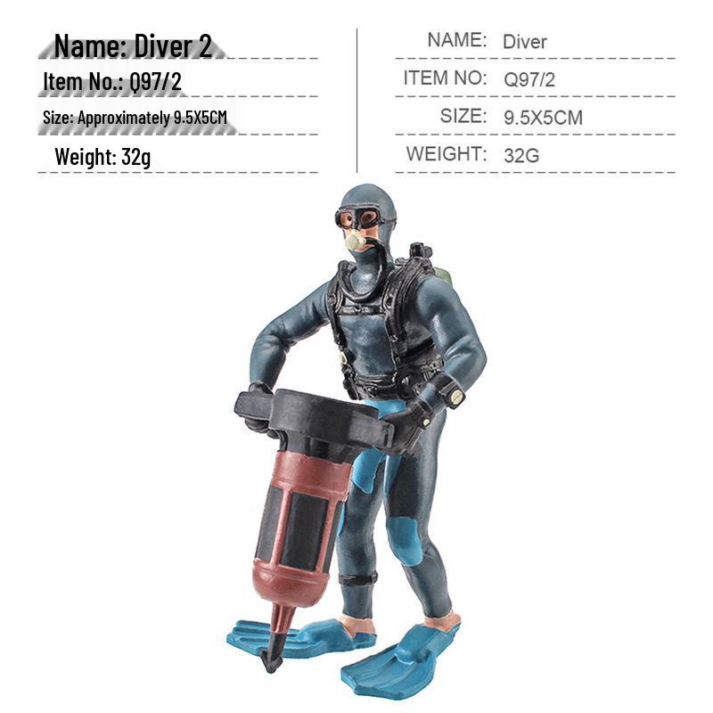 

Реалистичная пластиковая фигурка дайвера, расписанная вручную - Украшение, игрушка подводного исследователя