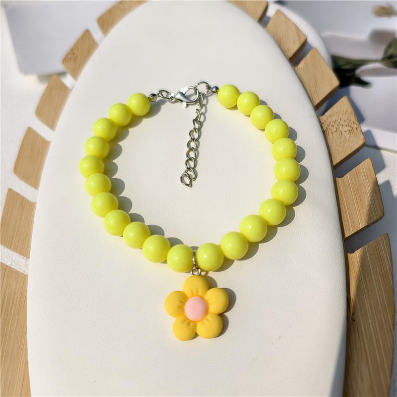 Macaron color matching pet necklace cat dog necklace Hyunya flower pendant small dog kitten collar neck jewelry
