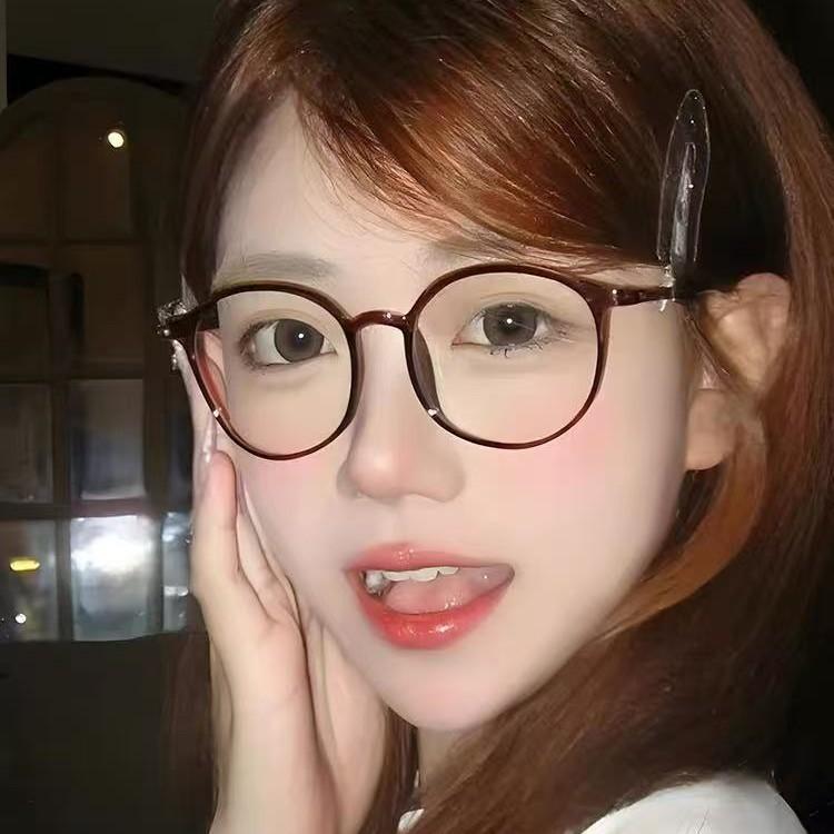 New ultra-light flat glasses female plain artifact round frame square round face small eye frame can be matched with degree