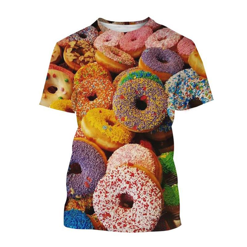 Cute Donuts 3D Print T-shirt Chocolate Donut Food Graphic T Shirt For Men Harajuku