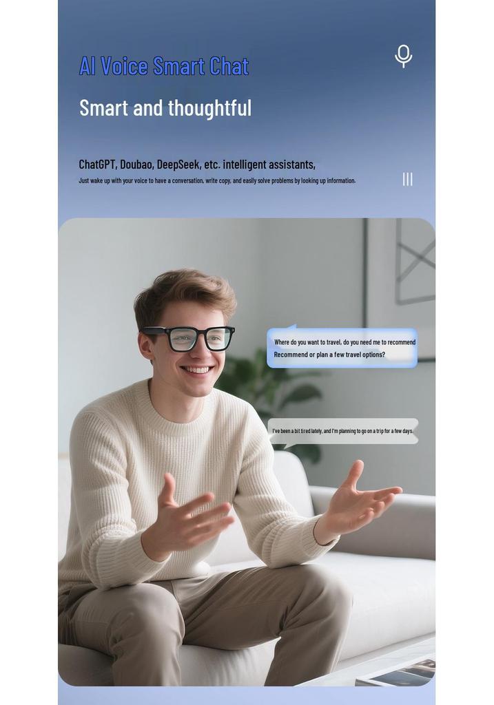 Ochelari Inteligenți AI HD 800W: Recunoaștere Foto, Înregistrare Video, Stabilizare Imagine, Traducere.