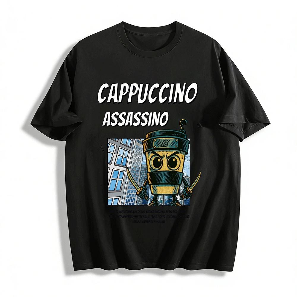

Assassin Cappuccino Fun Coffee Print Casual T-Shirt Pure cotton T-shirt XXS