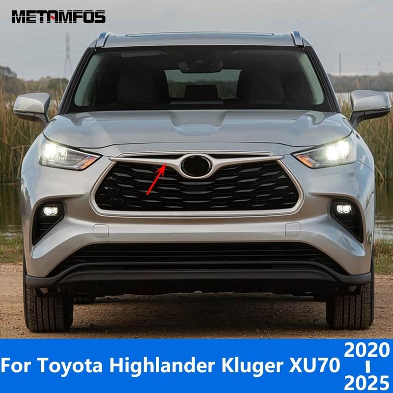 For Toyota Highlander Kluger XU70 - 2024 2025 Chrome Front Center Grille Racing Grill Cover Trim Accessories Car Styling