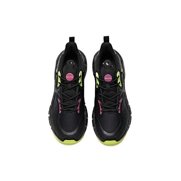 Anta Lightweight Shock Absorbing Low Top Running Shoes Men Sneakers Black Purple Green 912115510-4