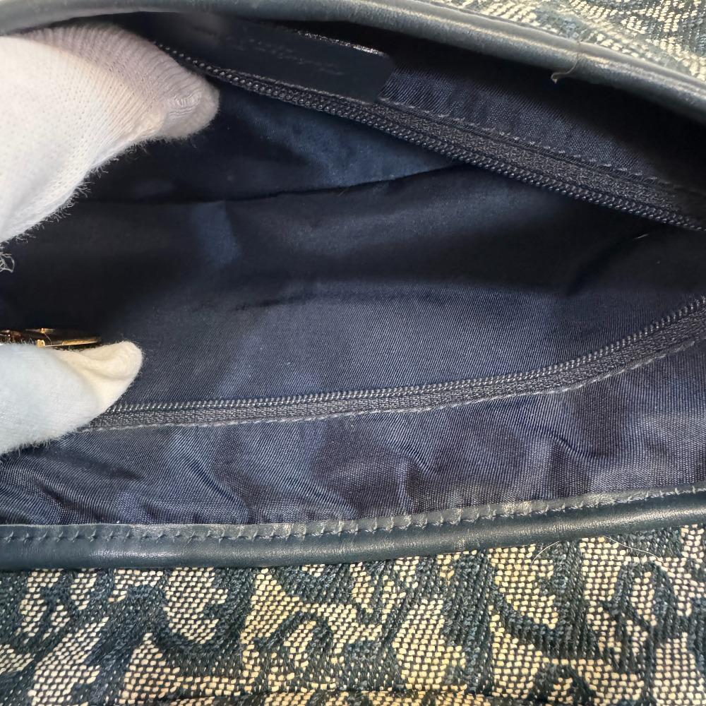 Dior Trotter Canvas Saddle Shoulder Bag Navy Canvas Used