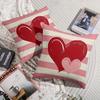 2Pcs Valentine'S Day Pillow Covers - Red Heart Pink Stripe Multi-Size Machine Washable For Sofa Bed Wedding Anniversary Decor