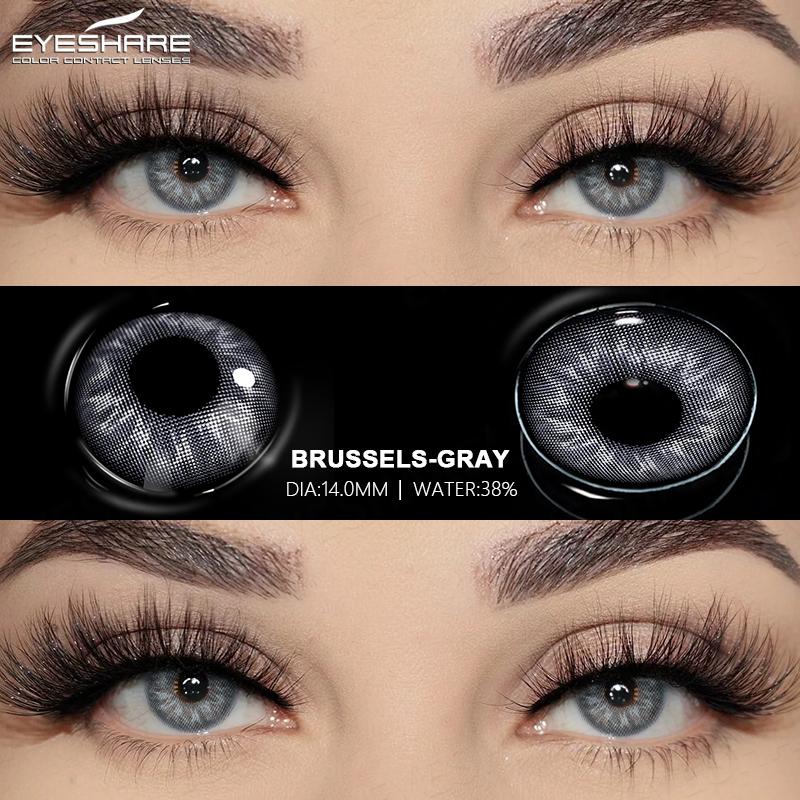 

EYESHARE Цветные контактные линзы 2 шт/год Фиолетовые новые модные линзы Синие натуральные контактные линзы Серый цвет глаз Косметические мягкие линзы